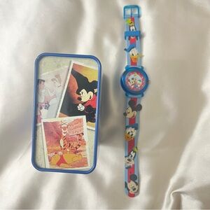 Disney Mickey Mouse Goofy Donald Duck Multicolour Kids Watch Collectible Tin Box